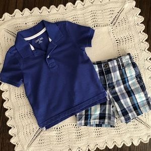 Cherokee Boy’s Polo and Plaid Shorts Outfit NWOT